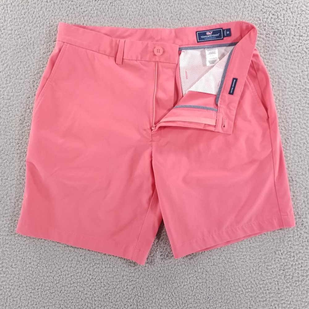 Vineyard Vines Shorts Men 33 Pink Performance Breaker Stretch Golf OTG On The Go